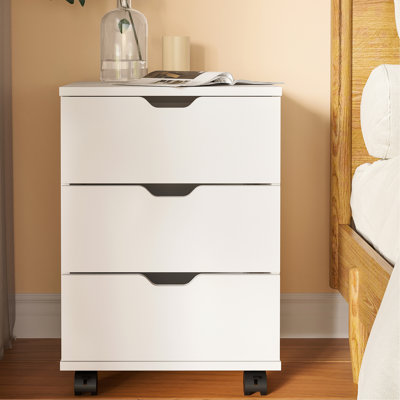 Classeur mobile à 3 tiroirs, en bois roulant, pour la maison et le bureau, sous le bureau, non assemblé, blanc, H 22,78 po x L 16,14 po x l 16,14 po, 38 lb, capacité de poids de 250 lb, imperméable, Scratch, 2 Verrouillable,