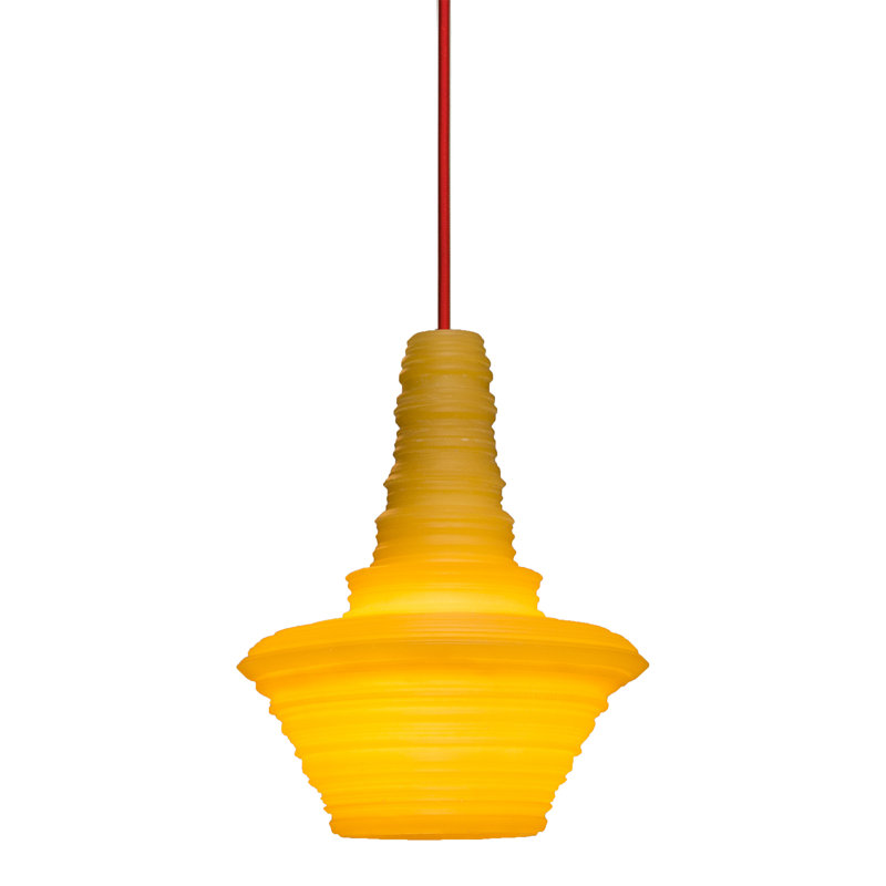 Luminaire suspendu géométrique 1 lumières unique Stupa, Jaune