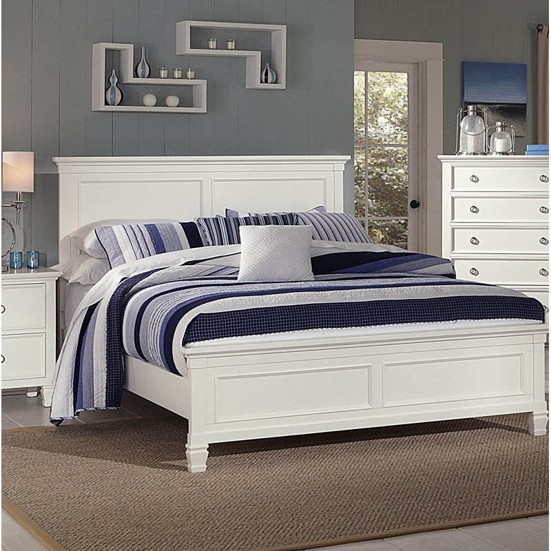 Gilpin Solid and Manufactured Wood Panel Bed, White, Queen