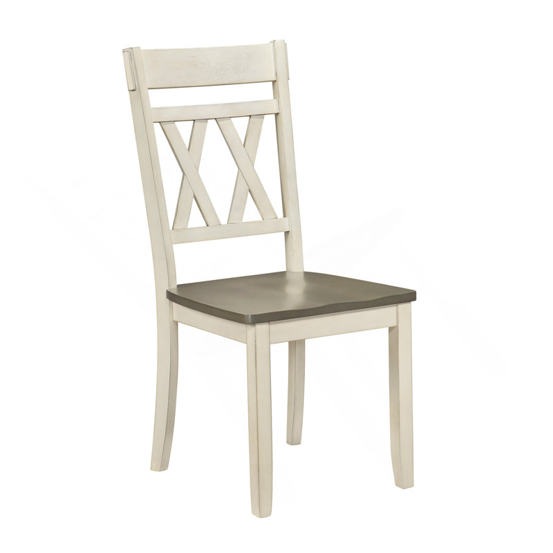 Ensemble de 2 chaises modernes au design moderne avec cadre en bois blanc antique, Blanc antique