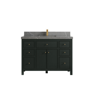 Calacatta Nuvo Quartz 48"" W Single Bathroom Vanity Set -  Everly Quinn, C7BD8B49D38D46F59D1A5E78965EA649