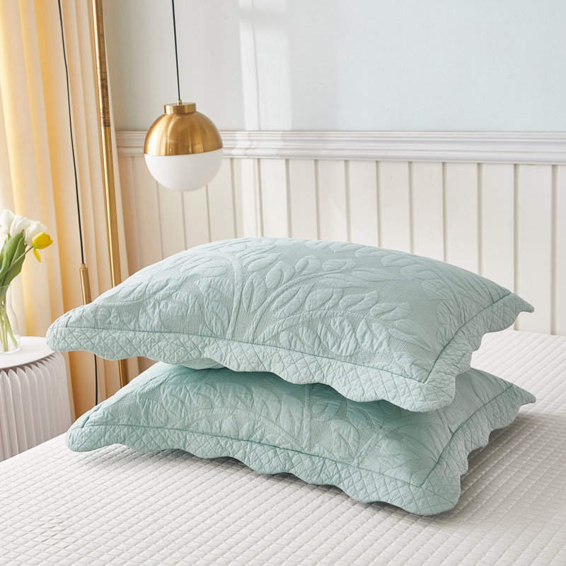 2 taies décoratives 100% coton matelassées, housses décoratives, Bleu Aruba, Standard
