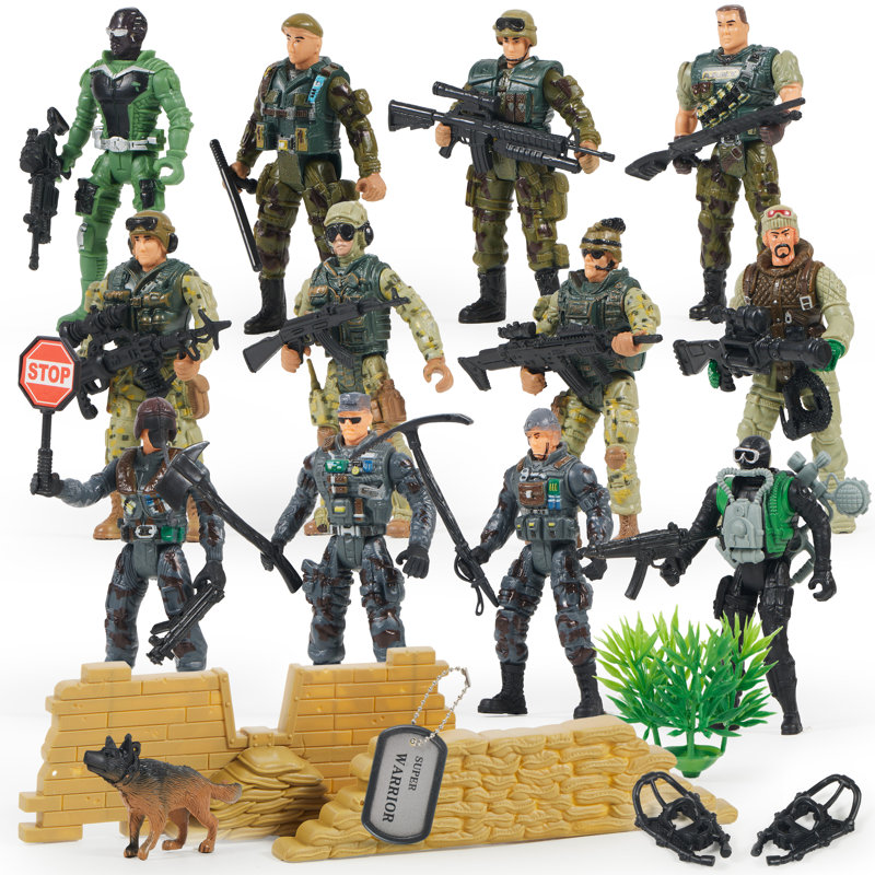 Ensemble de 16 figurines de jouets pour enfants, hommes d'armée et équipe SWAT avec figurines de figurines, ensemble de jouets, cadeau d'anniversaire de Noël pour les garçons de 3 ans et plus