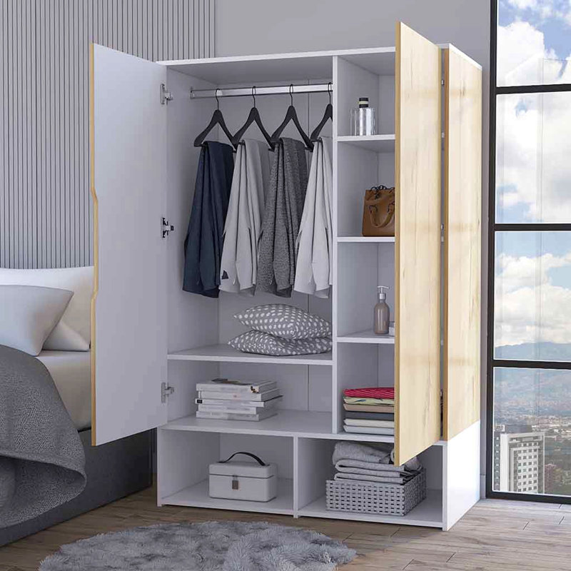 Armoire, chambre à coucher, chêne clair / blanc