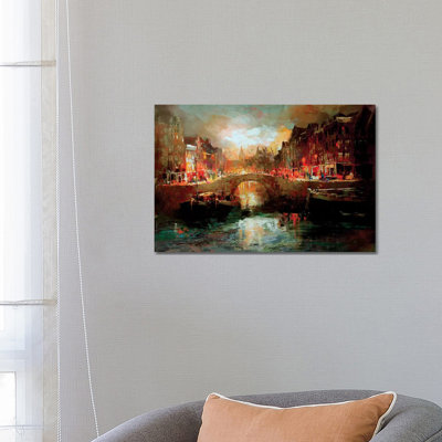 Dutch City Scene by Willem Haenraets - Wrapped Canvas Painting