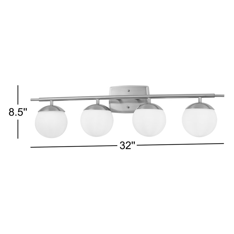 Éclairage pour salle de bain 4 lumières Colford, Chrome, Blanc