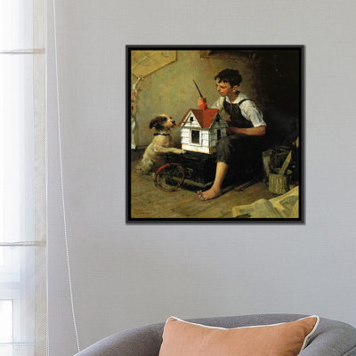 «Paniting the Little House» par Norman Rockwell, reproduction d'art sur toile