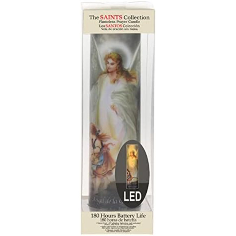The Saints Collection Guardian Angel Flickering LED Prayer Candle With Automatic Timer, Religious Gift Ideas For Mom, Dad, Sister, Brother, And Friends 8 Inches, 1 Count (Pack Of 1)