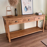 55.12" Natural Colour Rectangular Solid Wood Console Table