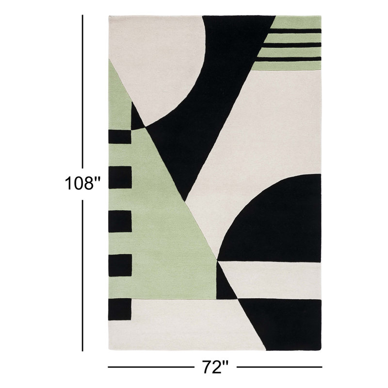 Tapis noir / vert Hina, Rectangle 6 pi x 9 pi