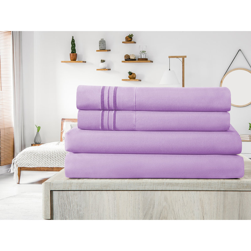 Ensemble de draps en micro-fibre, Lavande, Ensemble de draps pour très grand lit + drap-hous