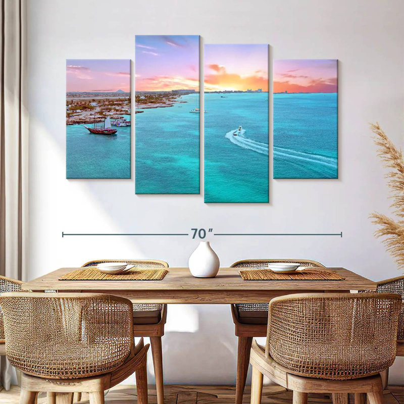 Coucher de soleil sur la plage d'Aruba, H 42 po x l 68 po