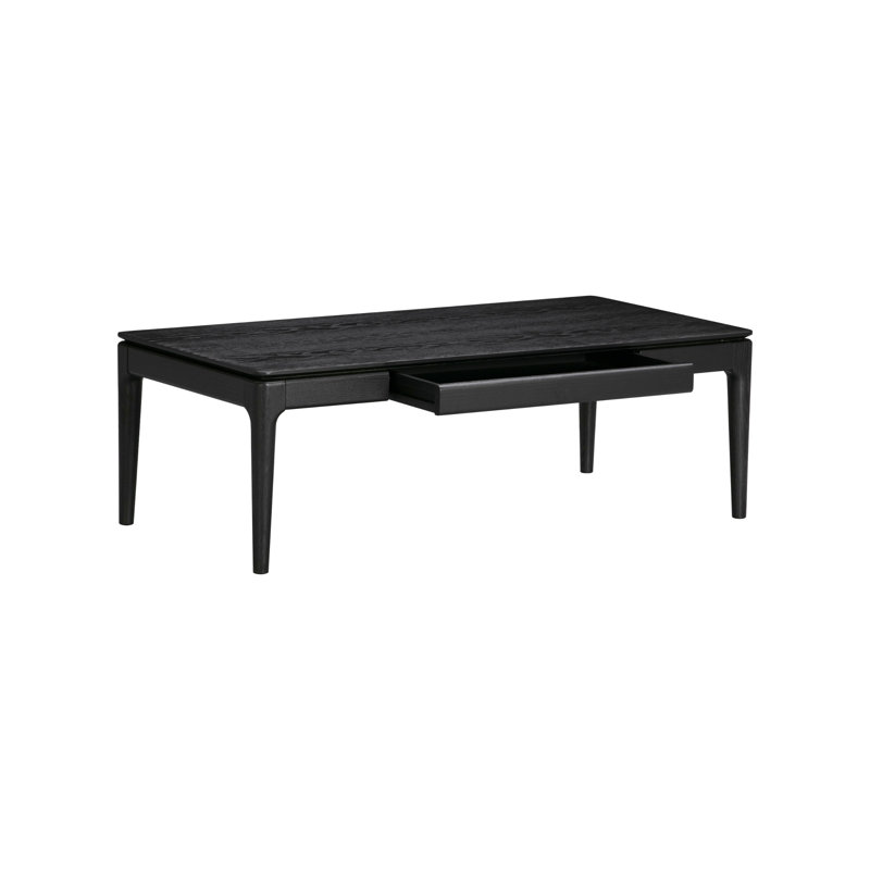 NTC Mingle Modern Wooden Rectangle Coffee Table with Hidden Drawer – Waterproof & Heat Resistant, Burnt Black