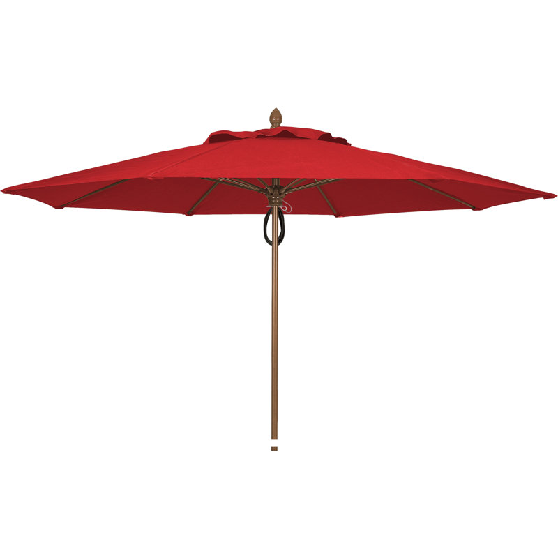 Parasol de marché 11 'Prestige, Toile Sunbrella® rouge Jockey, Bronze champagne