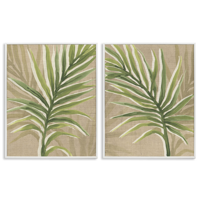 Feuilles de palmier naturelles, ensemble de 2 giclées encadrées, design par June Erica Vess, H 14 po x l 11 po