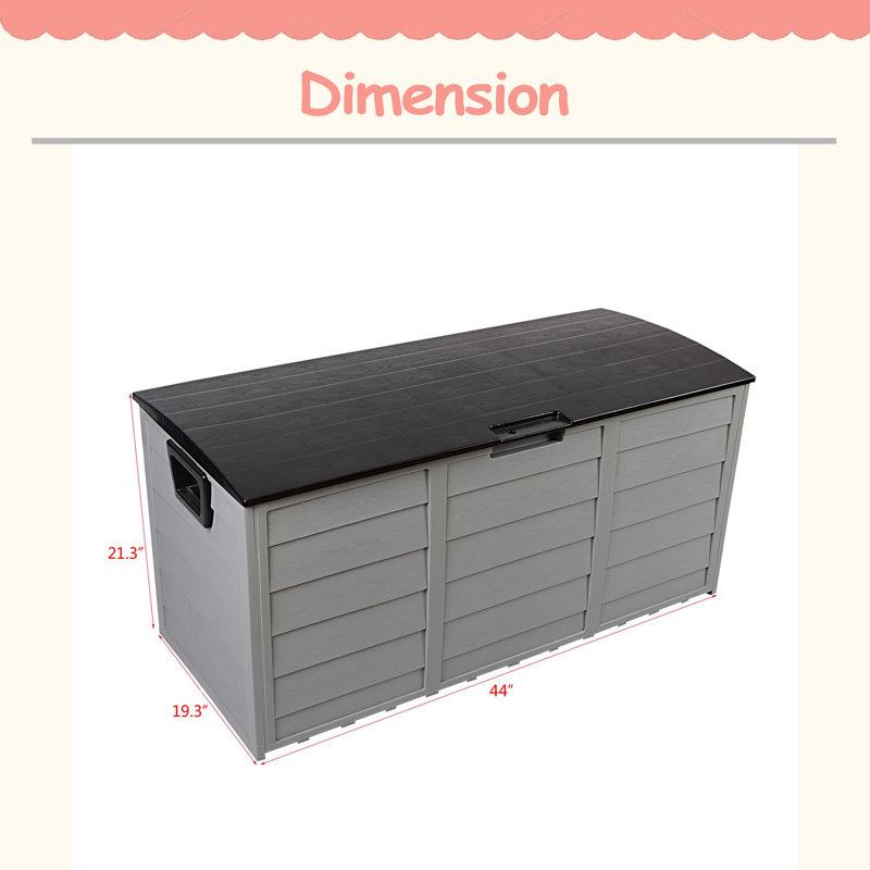 75Gal 260L Outdoor Garden Plastic Storage Deck Box Chest Tools Cushions Toys Lockable Seat, Dark Gray