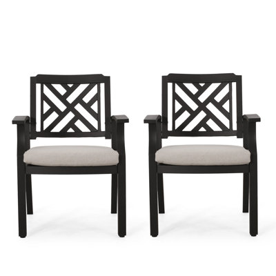 Chaises de salle à manger d'extérieur élégantes et confortables (ensemble de 2) avec coussins résistants à l'eau et cadres en aluminium durables