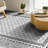 Black/White Oriental Floral Machine Washable Area Rug with Non-Slip Backing-1282061550