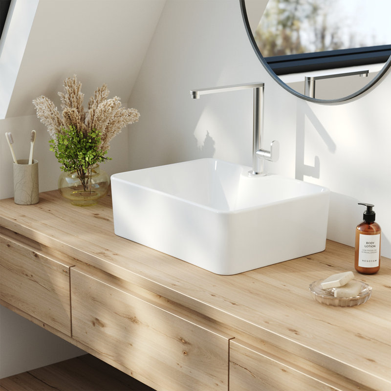 Belfry Bathroom 400mm L x 300mm W Chrome Ceramic Rectangular Sink