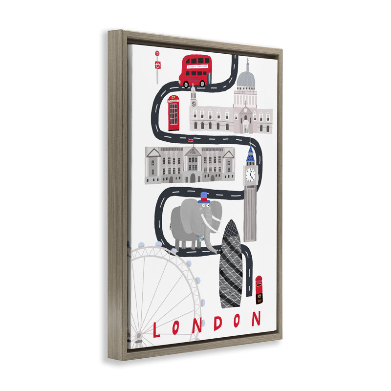 Cadre flottant London City, par Carla Daly, H 25 po x l 17 po, Cadre flottant orme Montalcino