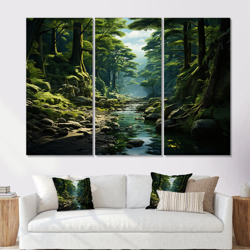 Mystic Wilderness Pine Forest In Canada IV - ensemble de reproductions d'art mural forêt, Toile tendue