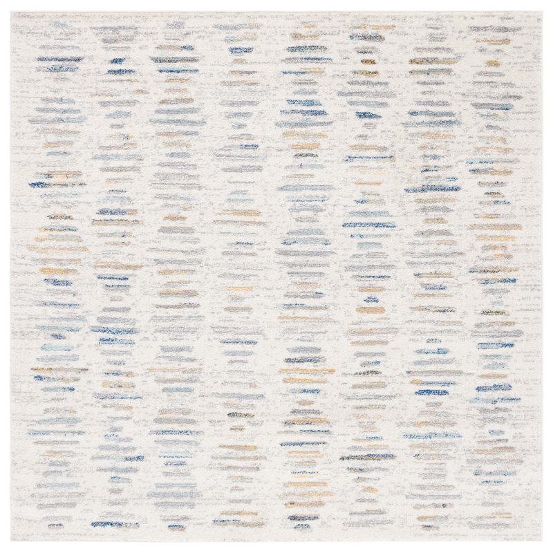 Jumarion Tulum Performance Abstract Rug, Square 6'7"
