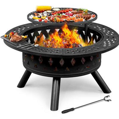 Laurenzo Round Steel Wood Burning Fire Pit