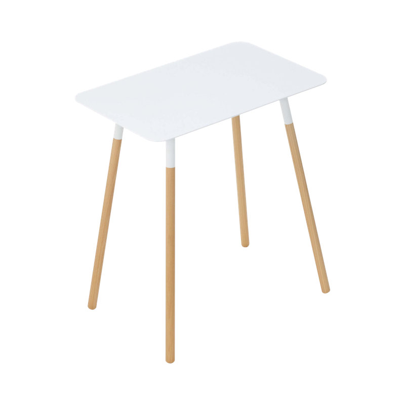 Yamazaki Home Modern Rectangular Side Table For Living Room Or Small Bedside Steel + Wood End Table, White