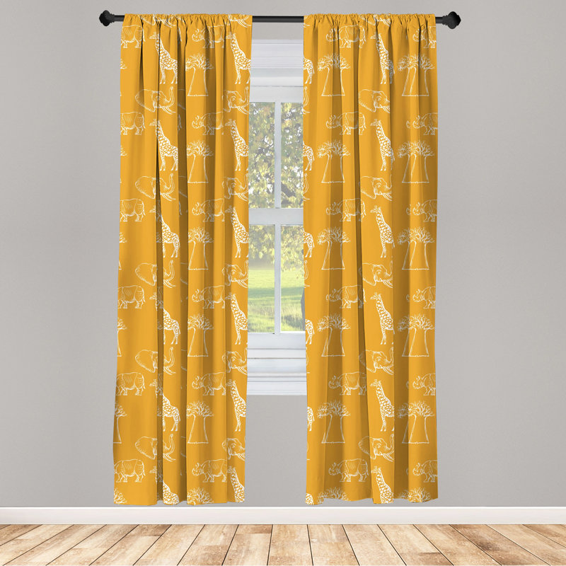 Paire de rideaux semi-transparents avec passe-tringle Ambesonne, 28 po x 84 po
