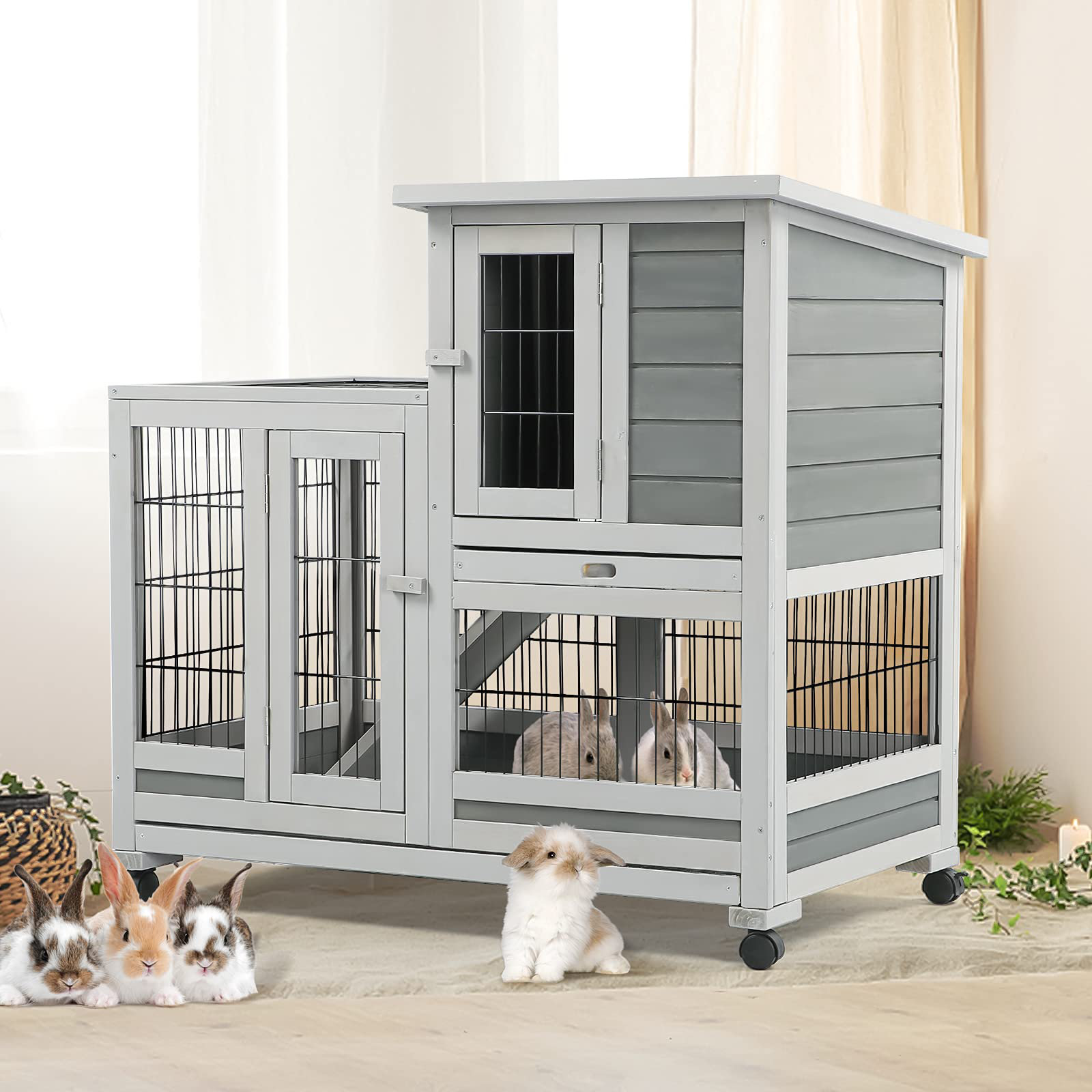 Tucker Murphy Pet™ Rabbit Hutch Pet House For Small Animals 37 Inches ...