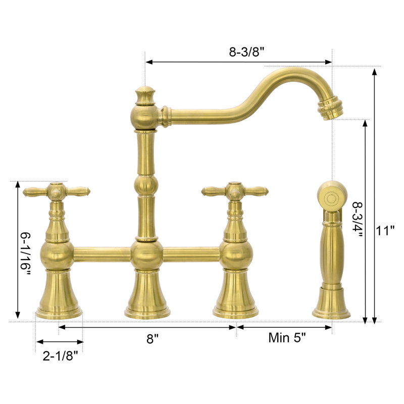 Akicon Kitchen Faucet with Side Spray, Brushed Gold