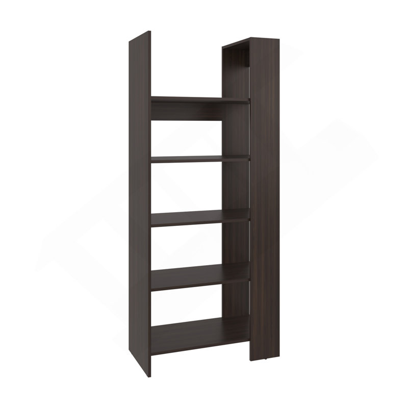 Bibliothèque, 5 tablettes, noyer foncé