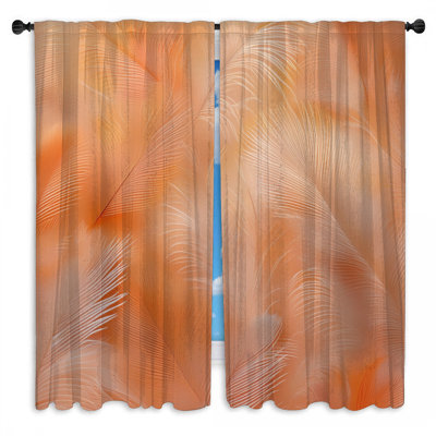 Soft Feather Texture Window Curtains Feathers Sheer & Room Darkening - 2 Panels