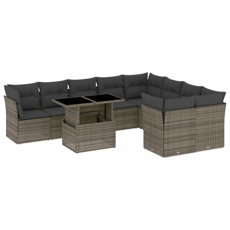 Ensemble de canapé de jardin Vidaxl, Coussin gris foncé / structure grise