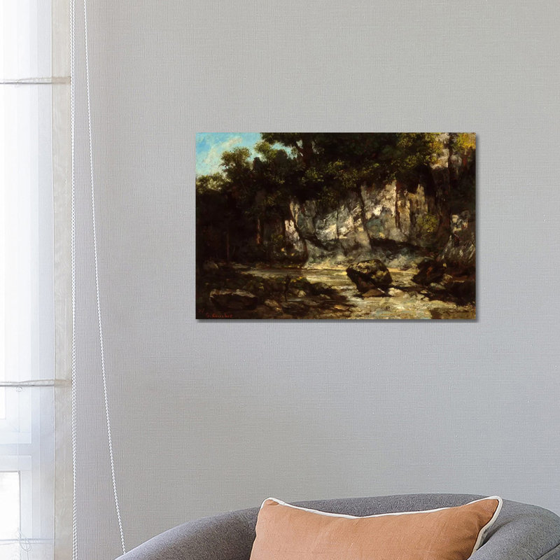 Landscape With Stag by Gustave Courbet - Wrapped Canvas Painting, 66.04 cm H x 45.72 cm W x 3.175 cm D