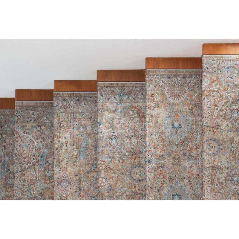 Asha Emilia Blue Custom Size Hallway Stair Runner - Vintage Persian Oriental Low Pile Carpet, Runner 2'3" x 2'