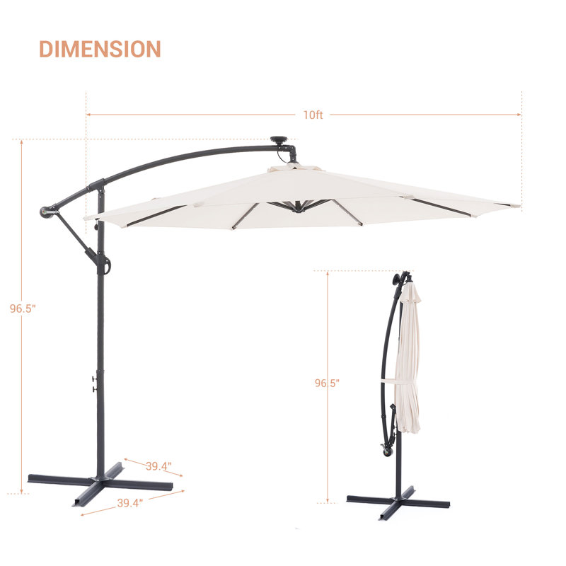 Parasol en porte-à-faux 10 pi Atanase, Kaki