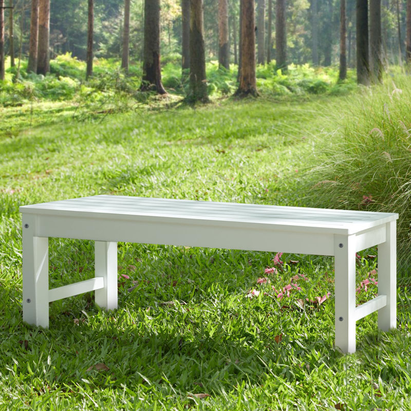 Banc d'extérieur sans dossier, banc de jardin robuste et durable, Blanc, 1