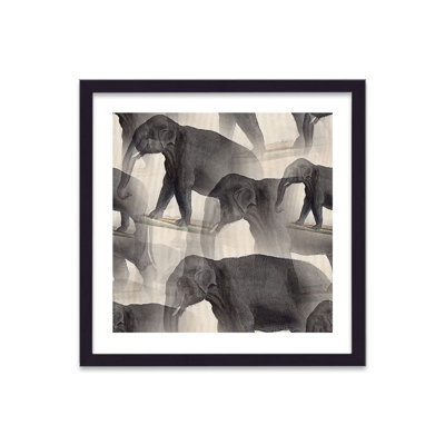 Vintage Elephant Random Collage by Vouvart - Single Picture Frame Print