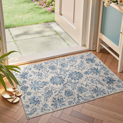 Geometric Floral Washable Non-Slip Area Rug