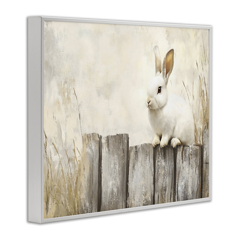 Lapin sur la clôture, estampe numérique, design par Franklyn Gregory, H 16 po x l 20 po
