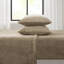 4 draps très grand taupe - 100% doux et confortable avec des draps-housses plats 2 taies d'oreiller brossées des deux côtés Entièrement élastiquées Lavable à la machine Ultra