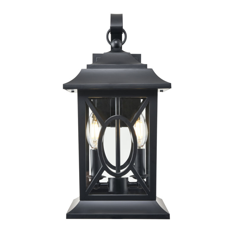 Winston Porter Umbert 2 Light Outdoor Wall Sconce in Powder Coated Black