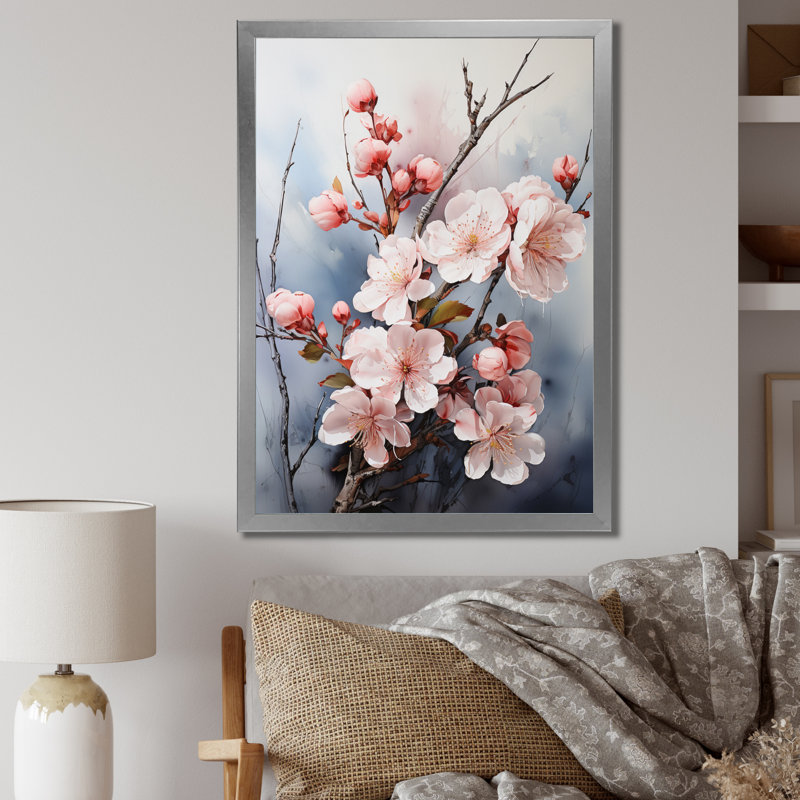 «Vittore Pink Blossoms Ethereal Delicacy I», reproduction, H 20 po x l 12 po x P 1 po, Cadre photo argenté