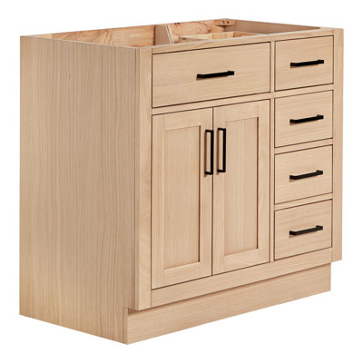 Osoria 36'' Solid Wood Single Bathroom Vanity Base Only, Left Offset Base Cabinet without Top