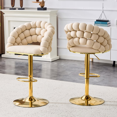 Modern Puffy Bubble Chair Ball Chain Chair Bar Stools,for Kitchen Island & Home Bar,Set of 2
