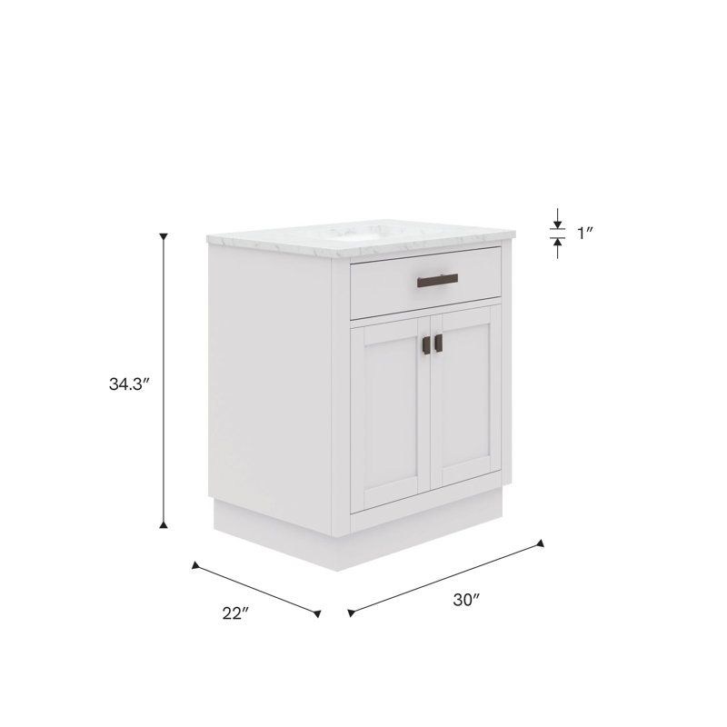 Meuble-lavabo de comptoir en marbre blanc de Carrare 30 po Hartford