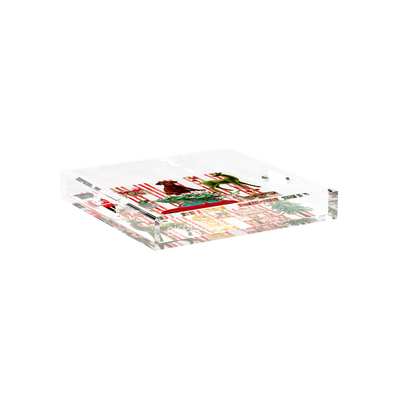Acrylic Decorative Tray, 15"W x 15"D x 2"H, Stripe