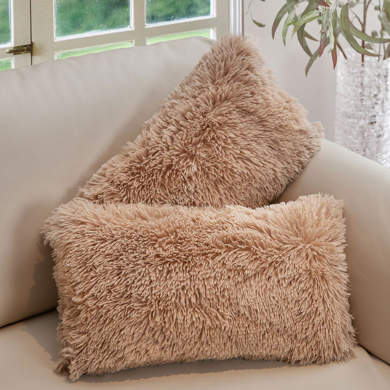 Coussins décoratifs Cheer, Taupe, Polyester, 12 x 20