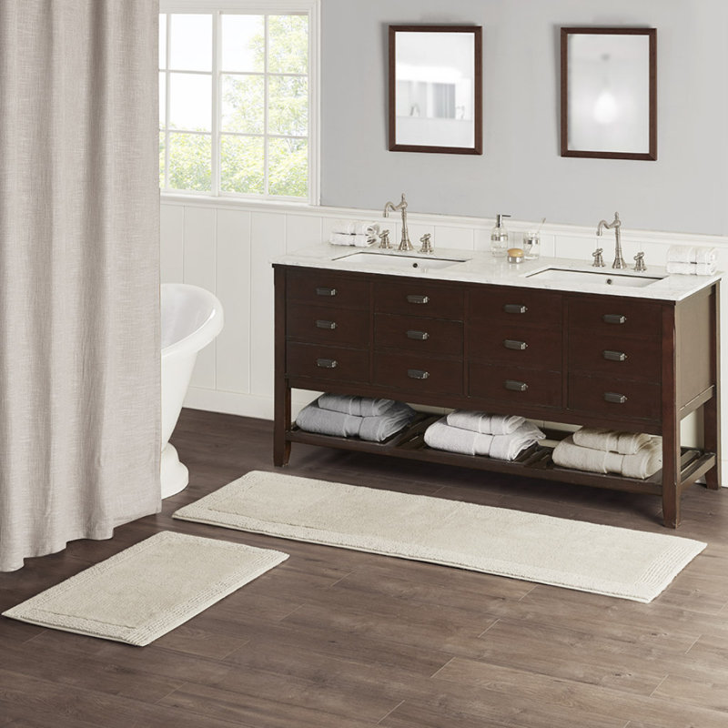 100% Cotton Tufted 3000 GSM Reversible Bath Rug Natural 24X72", Natural